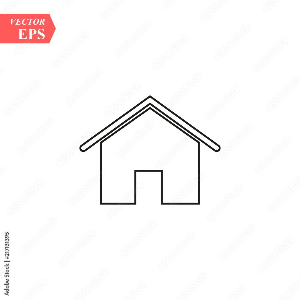 House icon with door, outline design vector House icon with door, outline design vector