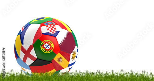soccer ball flags 3d-illust...