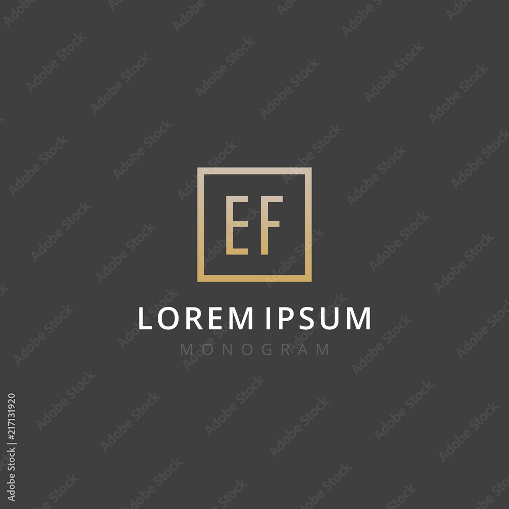 Obraz premium EF. Monogram of Two letters E & F . Luxury, simple, minimal and elegant EF logo design. Vector illustration template.
