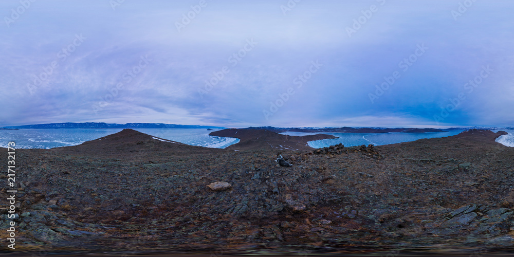 360vr spherical panorama dawn on Olkhon Island, Cape mare's head 360vr spherical panorama dawn on Olkhon Island, Cape mare's head