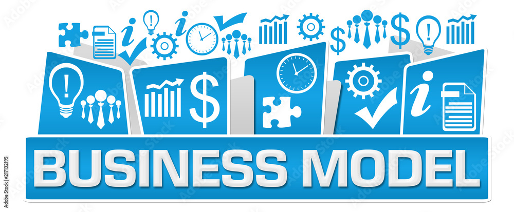Business Model Business Symbols On Top Blue 