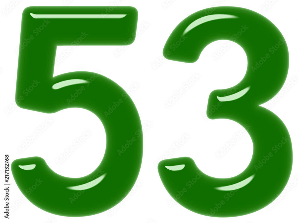 Numeral 53, fifty three, isolated on white background, 3d render Numeral 53, fifty three, isolated on white background, 3d render