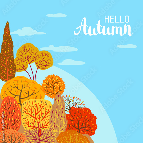 Background with autumn stylized trees.