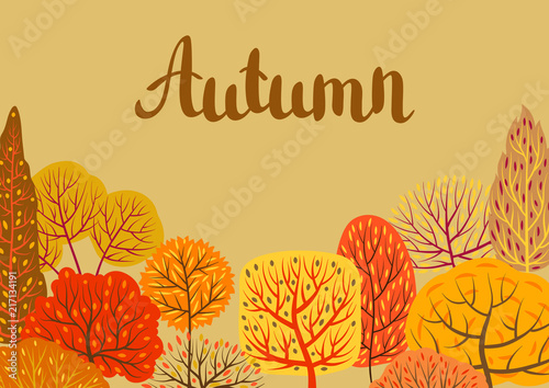 Fototapeta Naklejka Na Ścianę i Meble -  Background with autumn stylized trees.