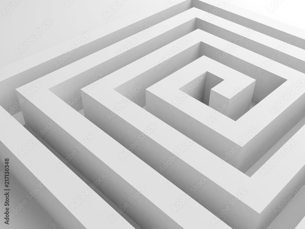 Abstract white square spiral maze 3 d Abstract white square spiral maze 3 d