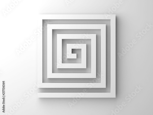 Fototapeta Naklejka Na Ścianę i Meble -  Abstract white 3d square spiral maze object