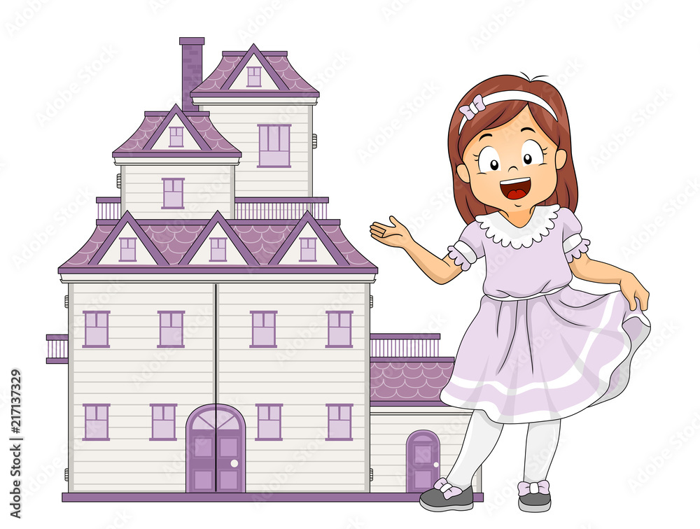Image Of Cartoon House Clipart Vector, Doll House, Doll House