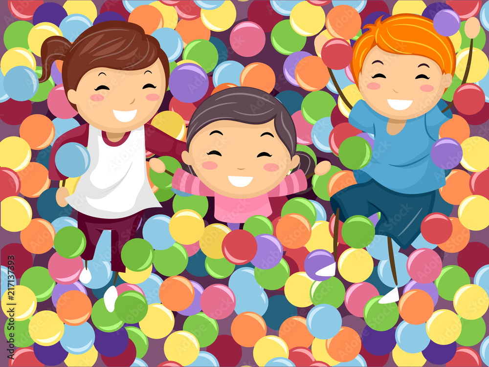 Stickman Kids Ball Pit Illustration