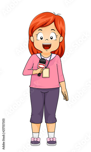 Kid Girl Reporter Illustration