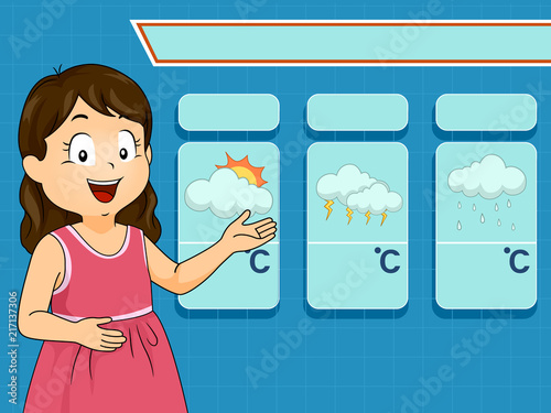 Kid Girl Studio Weather Forecast Illustration