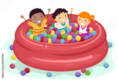 Stickman Kids Ball Pit Pool Illustration