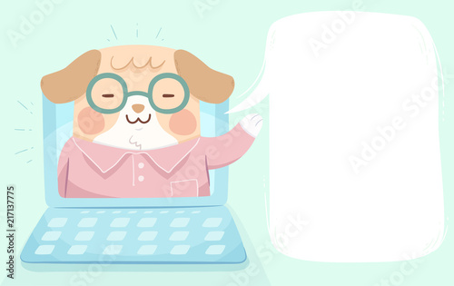Dog Laptop Speech Bubble Il...