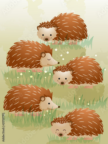 Group Hedgehog Array Illustration