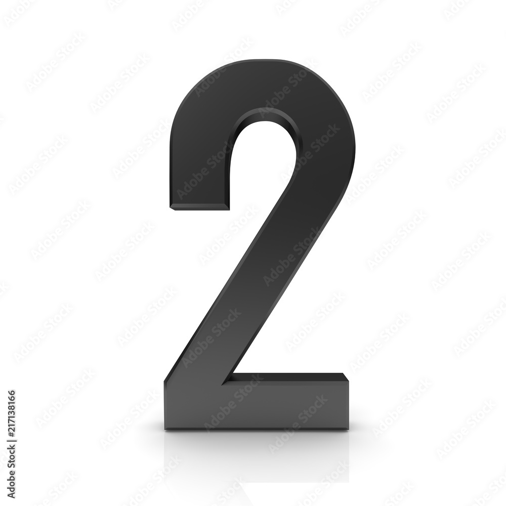 2 two second number 3d black sign isolated 2 two second number 3d black sign isolated