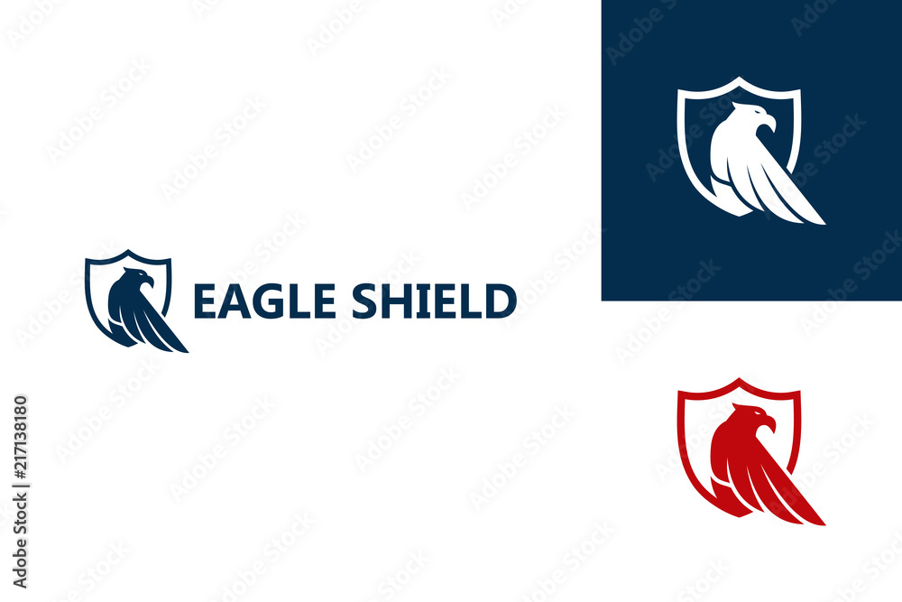 Naklejka premium Eagle Shield Logo szablon wektor, godło, koncepcja projektowa, kreatywny symbol, ikona