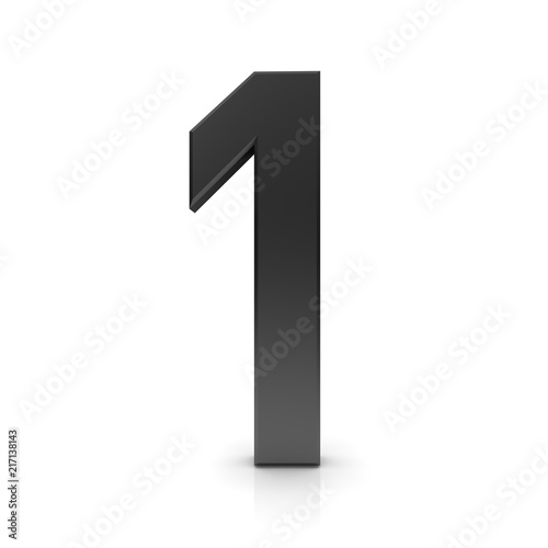 1 one first number black 3d sign isolated