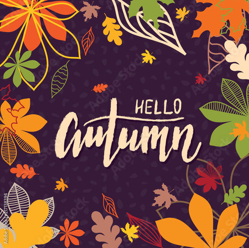 Background with multicolor autumn leaves. Vector illustration.