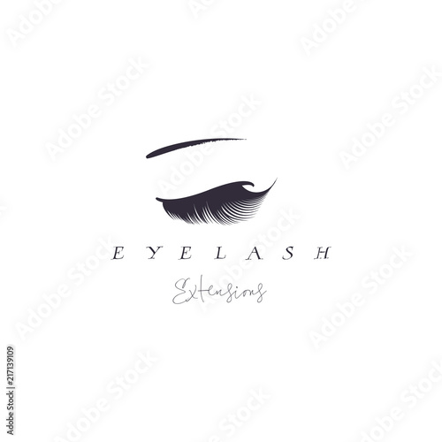Eyelash extension banner. Template for Makeup and cosmetic procedures. Web element for social networks or badge for corporate identity