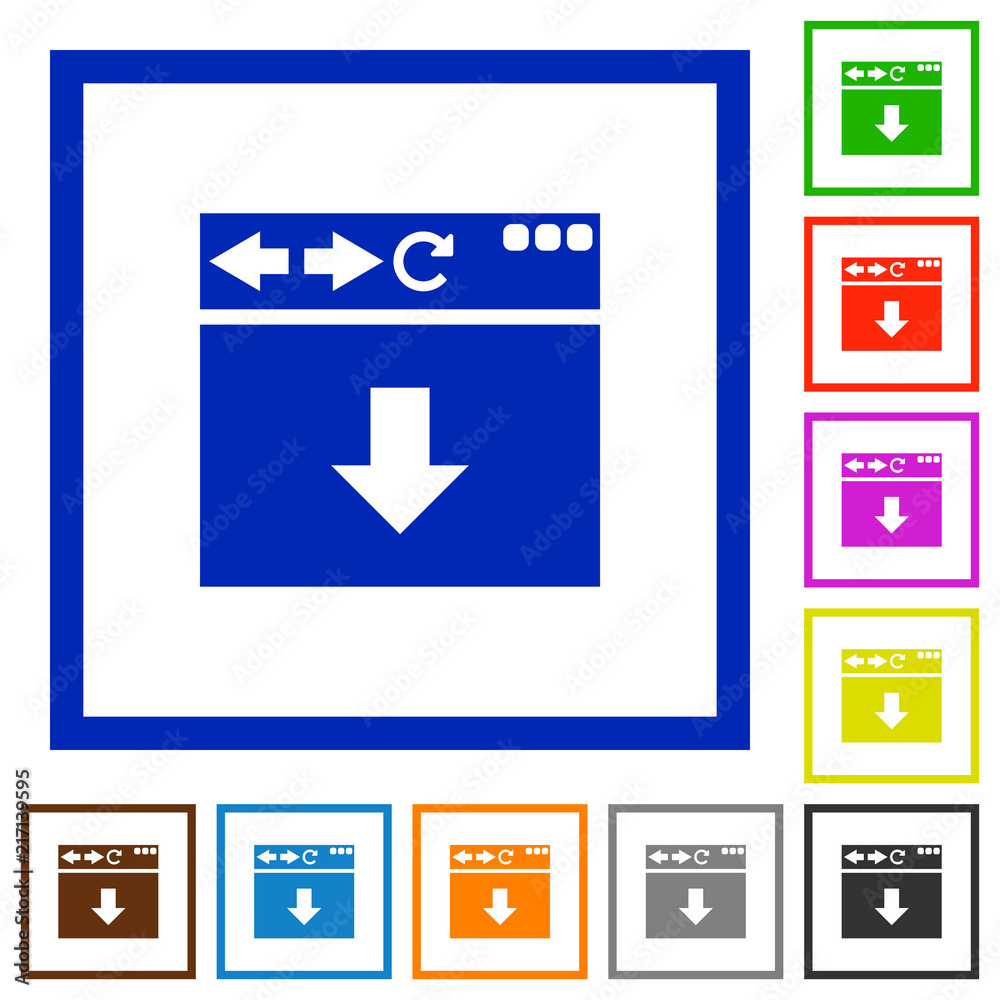 Browser scroll down flat framed icons Browser scroll down flat framed icons