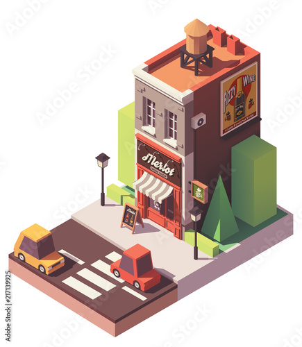 Vector isometric wine shop