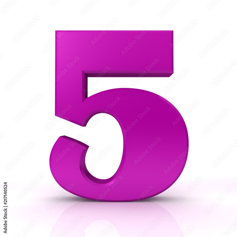 number 5 five pink 3d sign rendering isolated on white background number 5 five pink 3d sign rendering isolated on white background