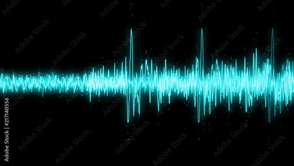 Cyan colored modern audio vu meter spectrum waveform animation