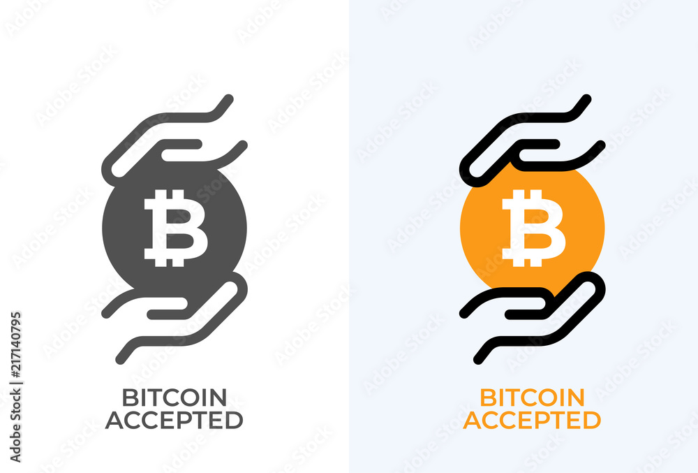 Bitcoin Accepted. Vector sign.