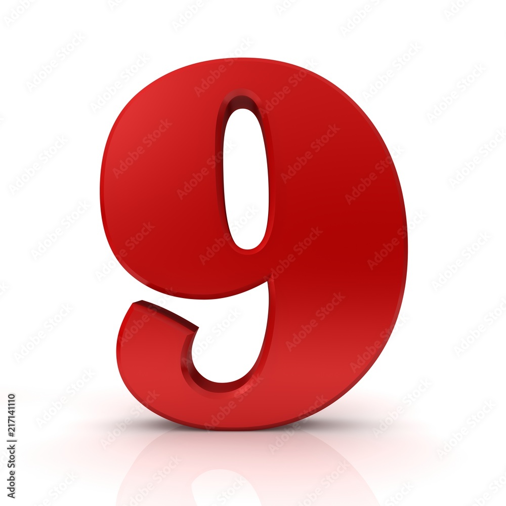 9 number nine red 3d isolated 9 number nine red 3d isolated