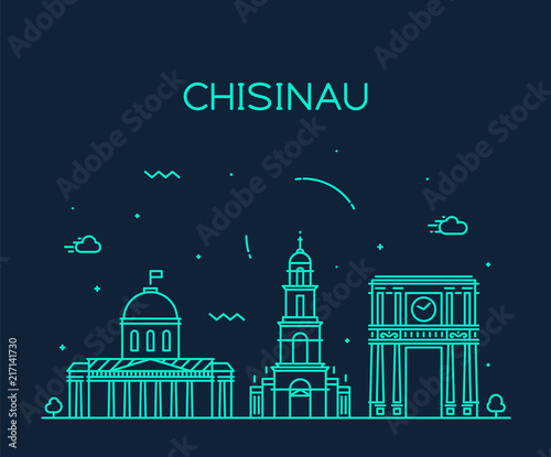 Chisinau skyline, Moldova vector linear style city