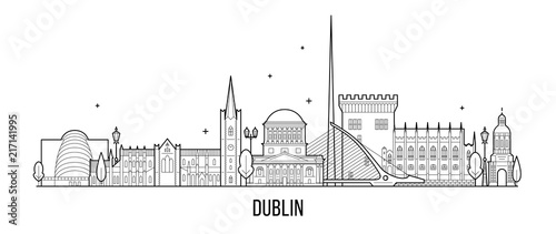 Dublin skyline Ireland vector big city buildings