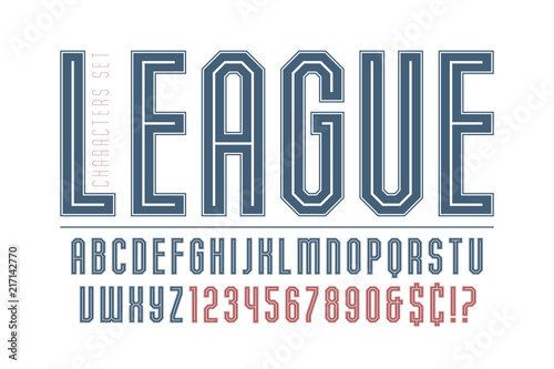 Sport and techno display font design, alphabet