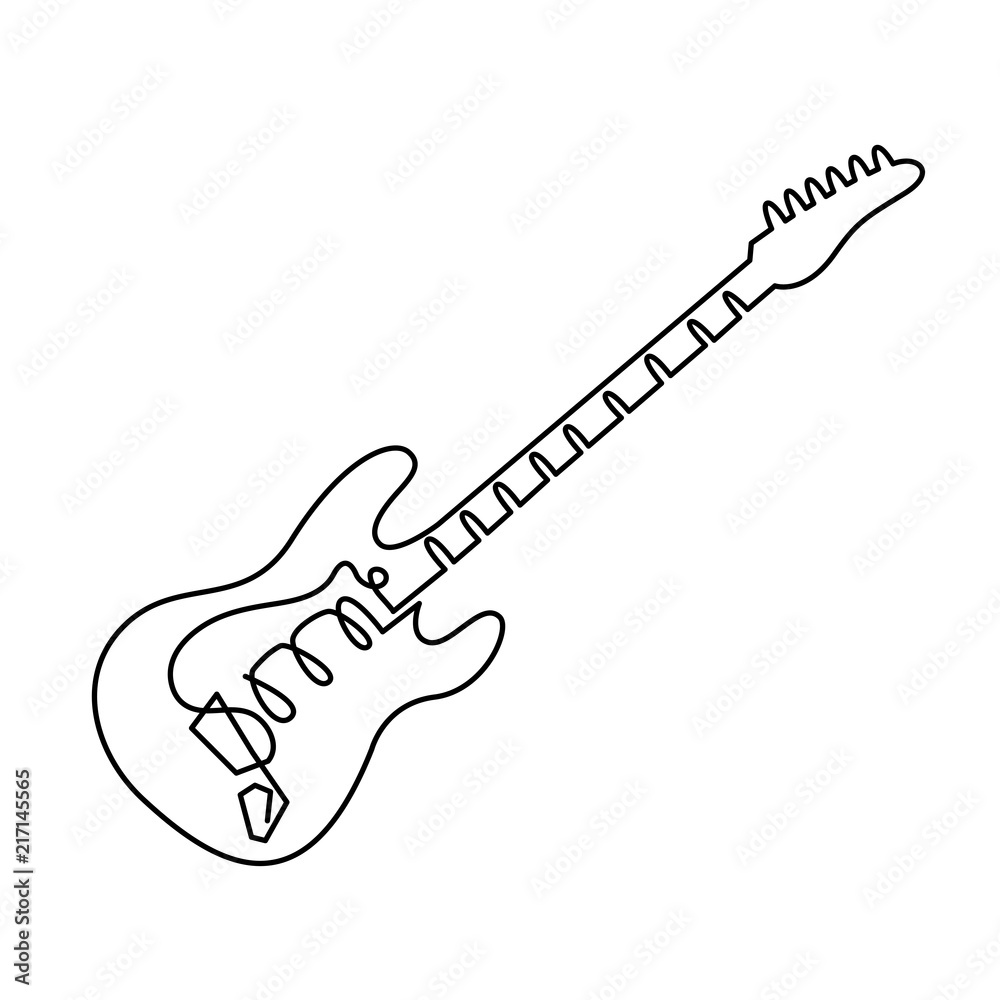 continuous line drawing of Electric guitar icon. Outline electric guitar  vector icon for web design isolated on white background. Stock Vector |  Adobe Stock