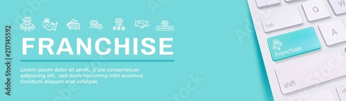 Franchise Icon Set with Home Office, corporate Headquarters and Franchisee Icon Images