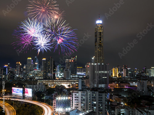 Firework with night light cityscape view 1 © npstockphoto