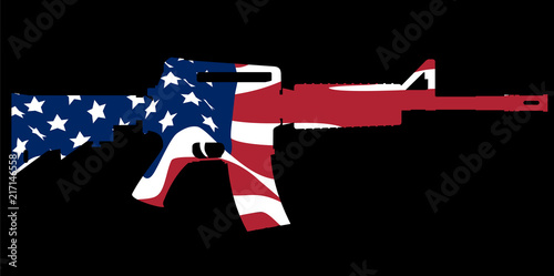 assault rifle and flag