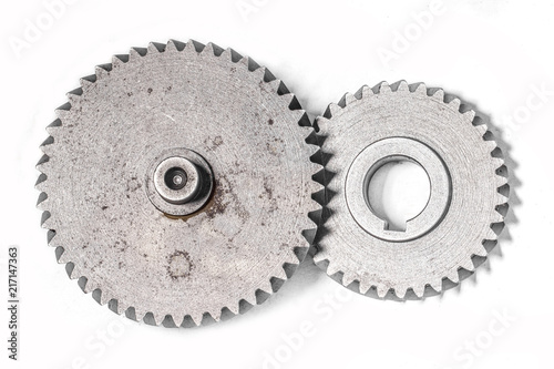 Two metal cog gears together