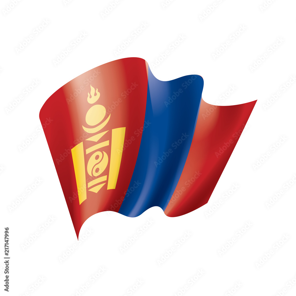 Obraz premium Mongolia flag, vector illustration on a white background