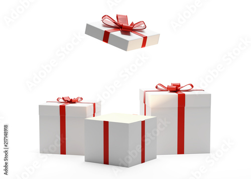 gift boxes presents boxes 3d-illustration with bow and ribbon