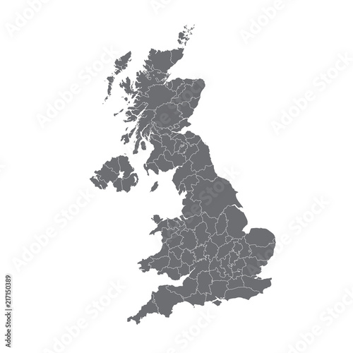 Map of the United Kingdom with county regions