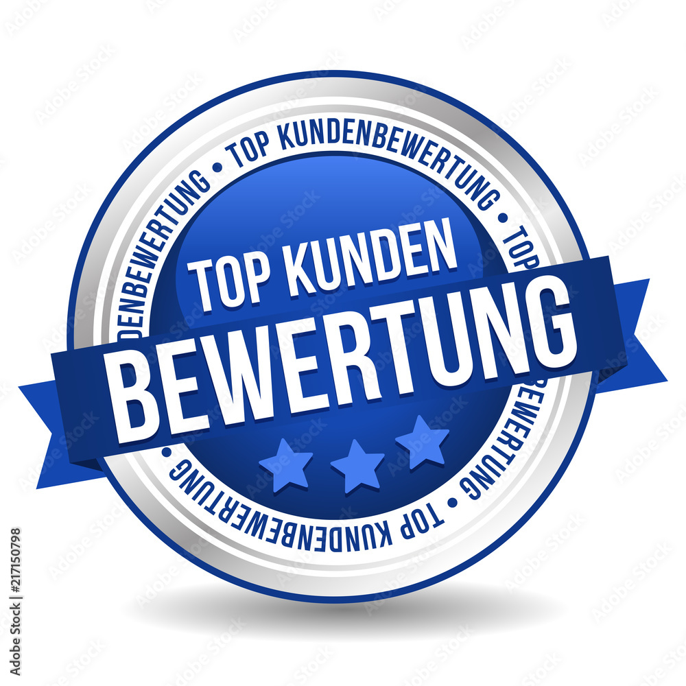Siegel Button Banner - Top Kundenbewertung - in blau und silber Siegel Button Banner - Top Kundenbewertung - in blau und silber