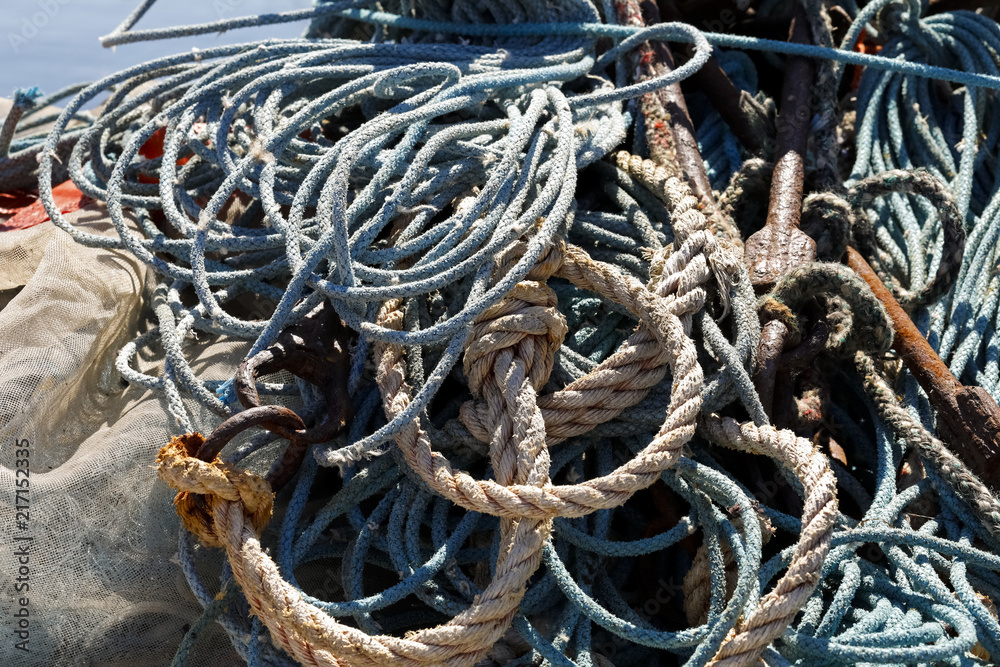 Old and worn fishing lines