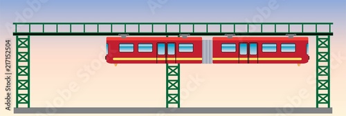 Flat DeSign of Suspension railway Vector