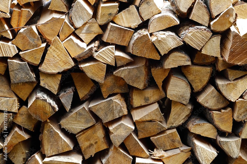 Pile of chopped wood pieces for firewood Pile of chopped wood pieces for firewood