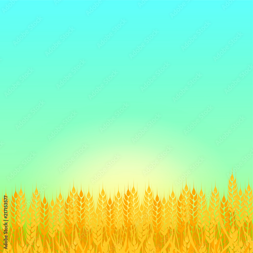 Summer sunny landscape with a field of ripe wheat gradient flat style design vector illustration. Beautiful background for your needs. Sunny day in the wheat field. Summer sunny landscape with a field of ripe wheat gradient flat style design vector illustration. Beautiful background for your needs. Sunny day in the wheat field.