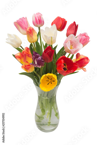 Fototapeta Naklejka Na Ścianę i Meble -  Bouquet flowers tulips in a vase isolated on white background. Botanical, concept, flora, idea. Macro, nature