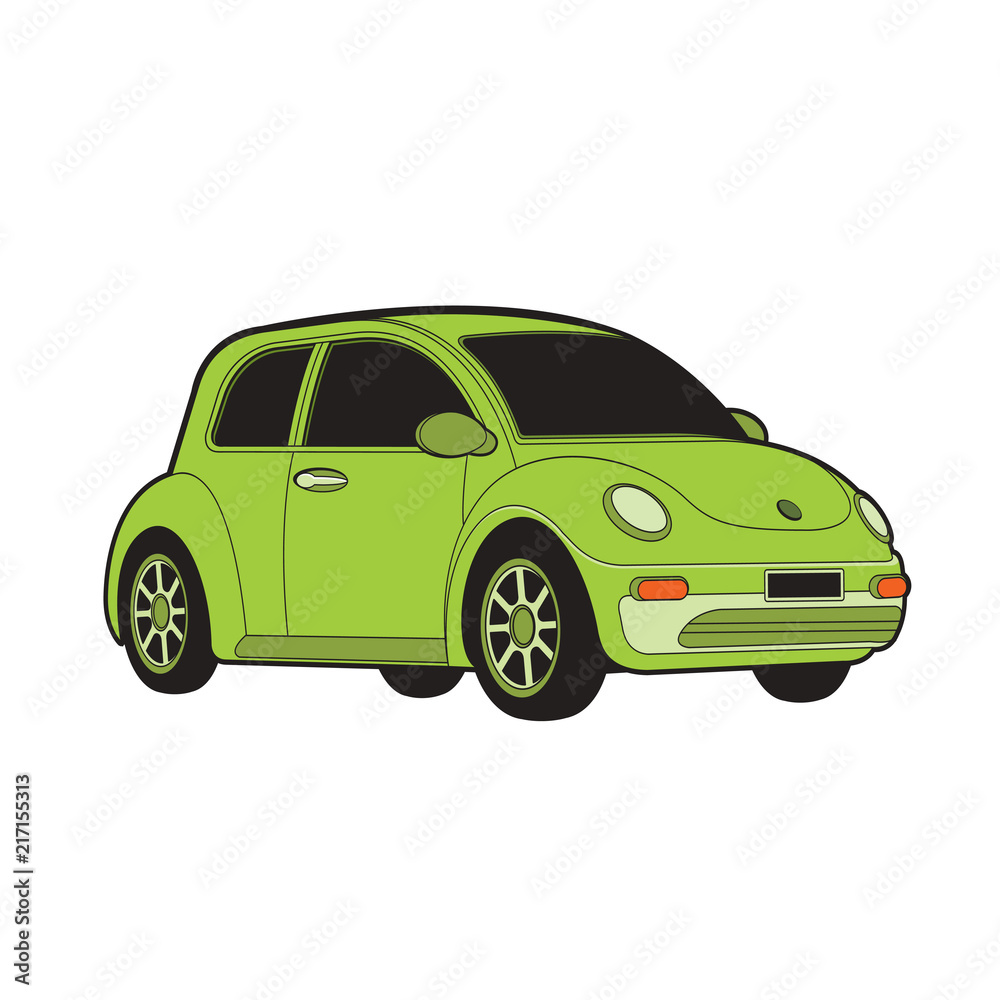 green color sport car isolated on white background vector drawing