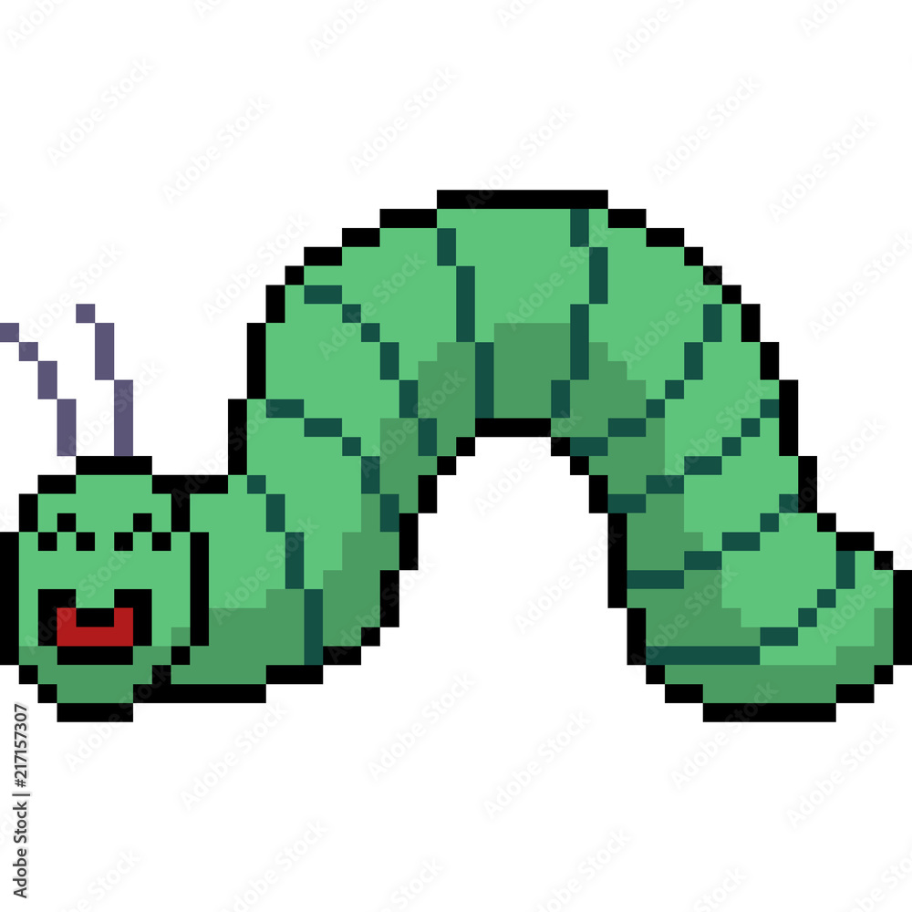 vector pixel art green worm vector pixel art green worm