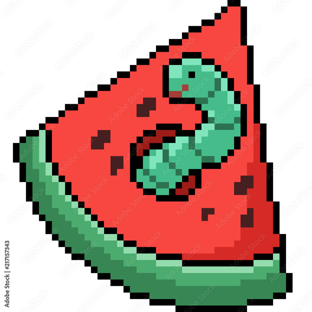 Fototapeta premium vector pixel art watermelon worm