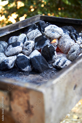 Coals in the grill