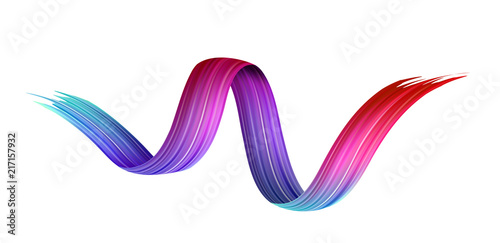 Colorful abstract brush stroke on white background.